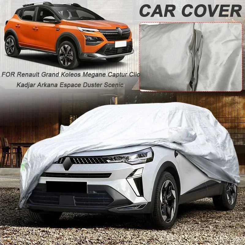 Housse voiture pour Renault Kardian, taffetas de polyester argenté anti-UV avec sac de rangement