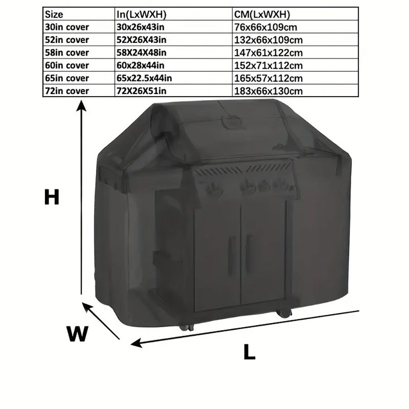 Housse de barbecue rectangulaire ou ronde, Oxford imperméable, 7 tailles de 58 à 190 cm