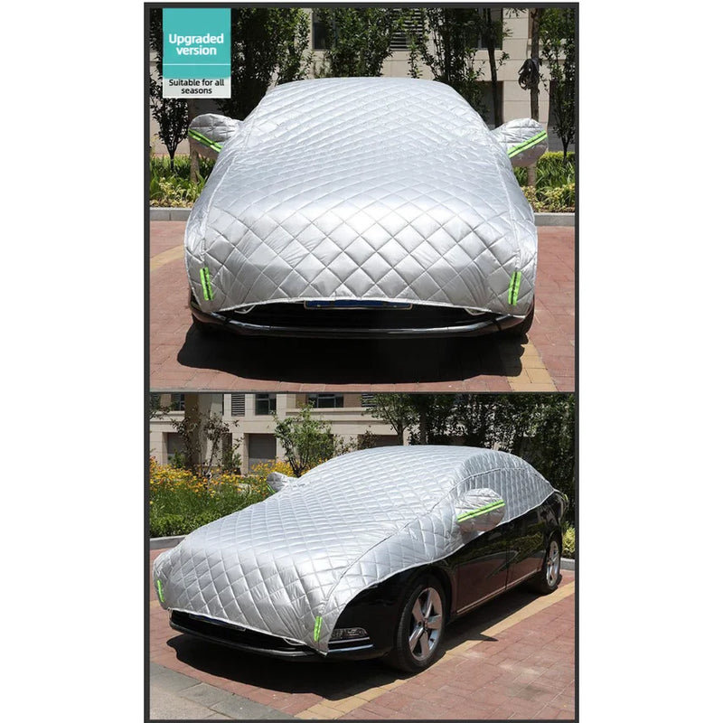 Demi-housse de voiture épaisse en coton matelassé, anti-soleil, anti-pluie, anti-neige et anti-grêle