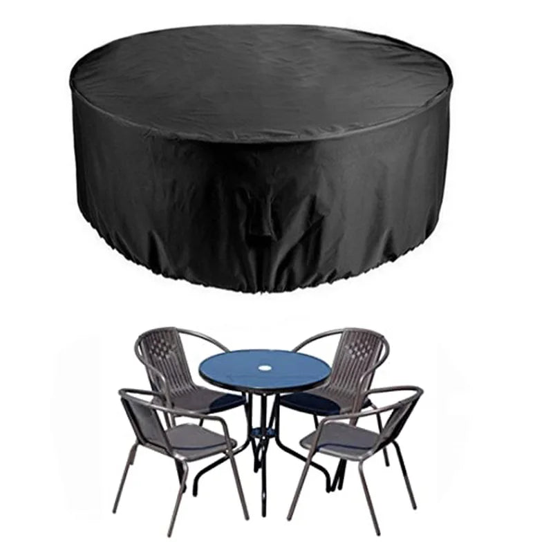 Housse ronde pour table de jardin, Oxford imperméable noir, 17 diamètres de 120 à 325 cm