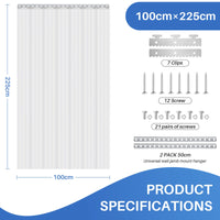 Rideau à lanières PVC transparent en kit, bandes lisses ou nervurées, largeur 91 à 183 cm