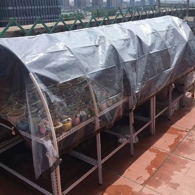 Bâche transparente imperméable avec œillets en polyéthylène de 2 x 4 à 5 x 10 m
