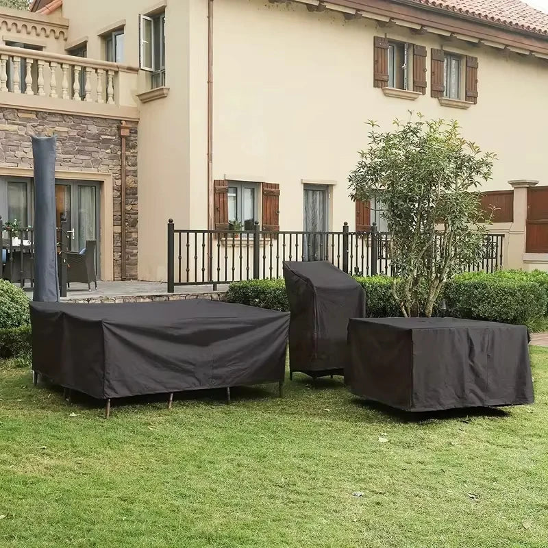 Housse de salon de jardin noire imperméable Oxford 210D pour canapé d'extérieur