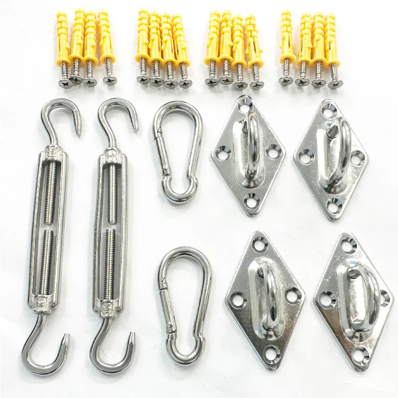 Kit de fixation voile d'ombrage en acier inoxydable 304, 24 pièces