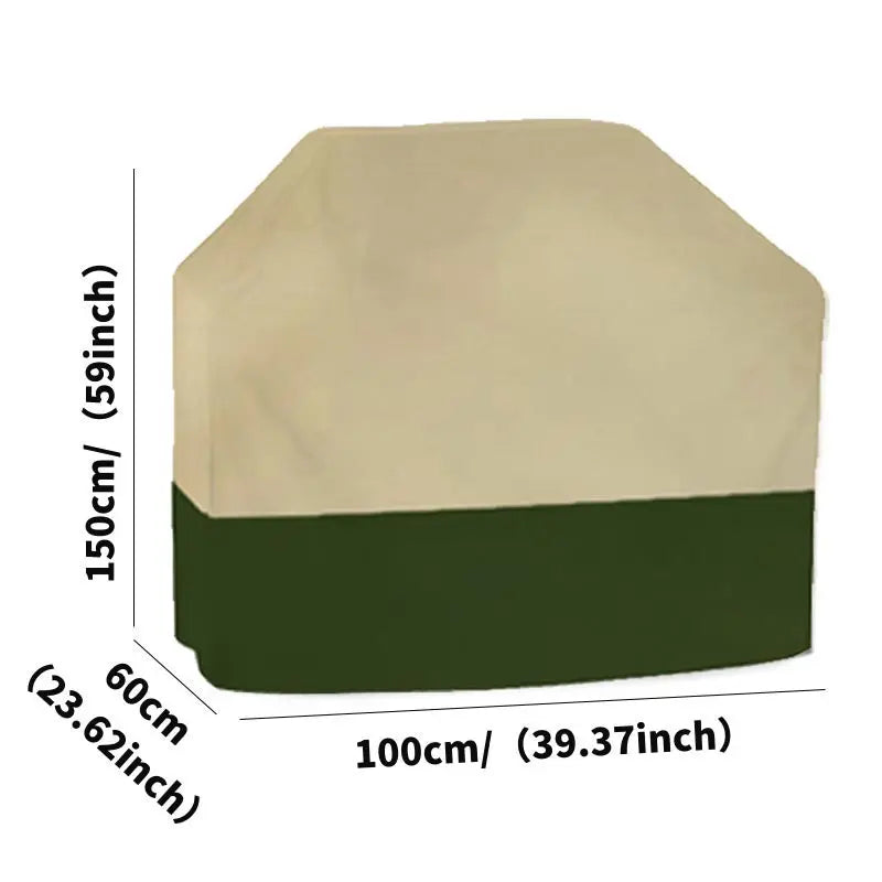 Housse barbecue rectangulaire beige et vert, Oxford 210D imperméable, 5 tailles