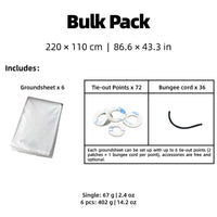 Bâche de sol ultralégère pour tente, lot de 2 à 6 feuilles de 220 cm