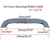 Housse de rangement de bimini grise 600D, 3 arceaux, avec fermeture éclair