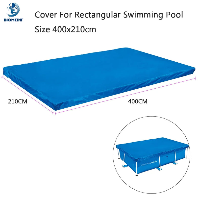Bâche piscine hors sol bleue en PE, ronde ou rectangulaire, de 183 à 457 cm