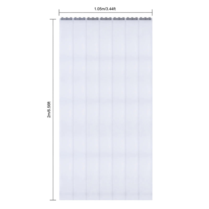 Rideau à lanières PVC transparent, kit de 7 bandes avec rails, 1,05 x 2 m