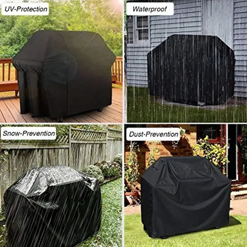 Housse de barbecue imperméable en polyester résistante aux UV, 9 tailles, gris clair ou noir