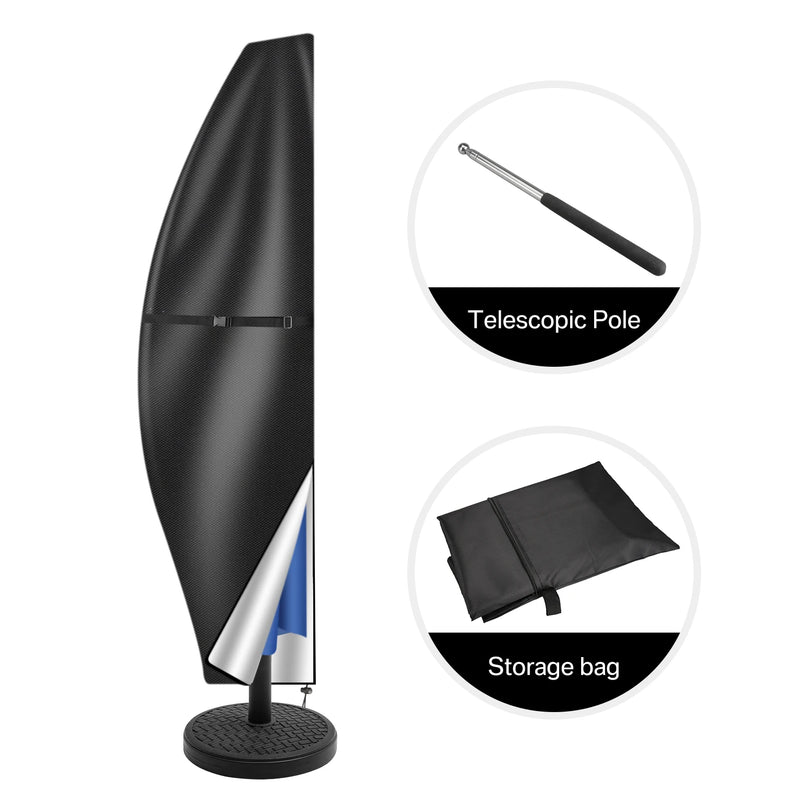 Housse parasol déporté imperméable Oxford 210D avec tige, 4 coloris, 205 à 280 cm