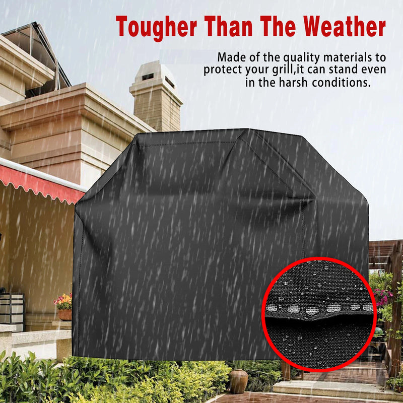 Housse barbecue polyester noire imperméable et coupe-vent, 5 tailles, rond ou à gaz