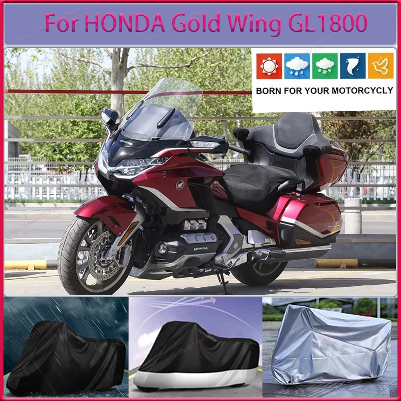 Housse moto pour Honda Gold Wing GL1800, imperméable, anti-poussière, anti-UV, noire ou argent