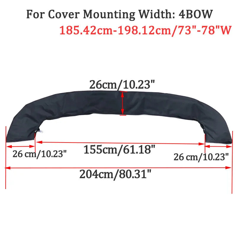 Housse de rangement de bimini noire 600D, 3 ou 4 arceaux, avec fermeture éclair
