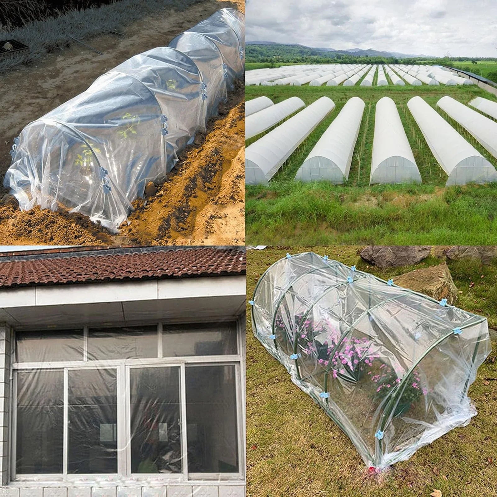 Bâche transparente pour serre en film polyéthylène anti-buée et isolant, 2x10 m ou 3x6 m