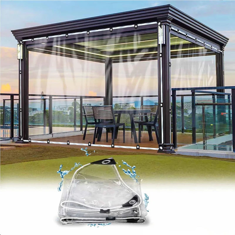 Bâche transparente PVC à œillets, 80 % de transparence, terrasse et poulailler, 7 tailles