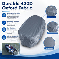 Housse bateau gonflable Oxford 420D imperméable anti-UV grise, 4 tailles de 2,7 à 4,5 m