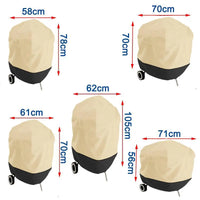 Housse barbecue ronde Oxford 210D imperméable anti-UV, beige et noir ou noir, 5 tailles