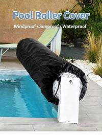 Housse enrouleur bâche solaire piscine noire en polyester enduit d'argent, de 495 à 730 cm