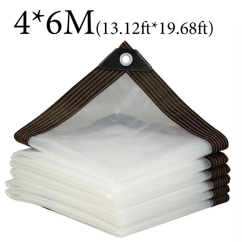 Bâche transparente imperméable avec œillets en polyéthylène de 2 x 4 à 5 x 10 m