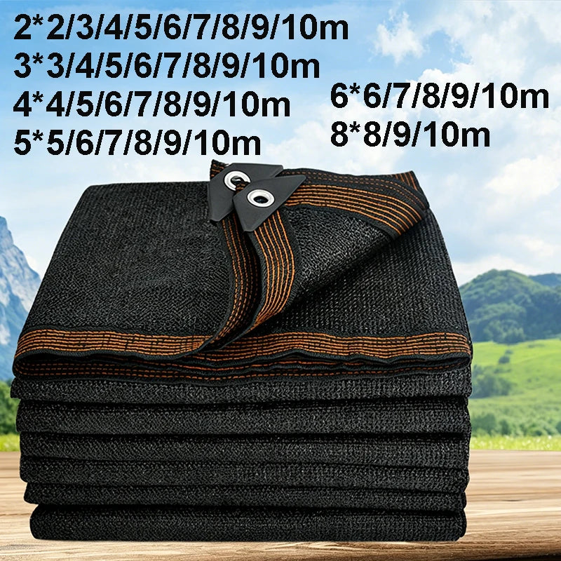 Voile d'ombrage noire anti-UV à œillets, 36 tailles, 50 ou 100 g/m²