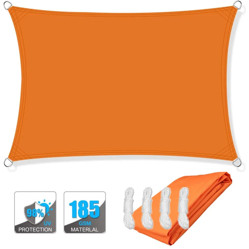 Voile d'ombrage rectangulaire résistant à l'eau, polyester 185 g/m², avec ou sans kit de fixation