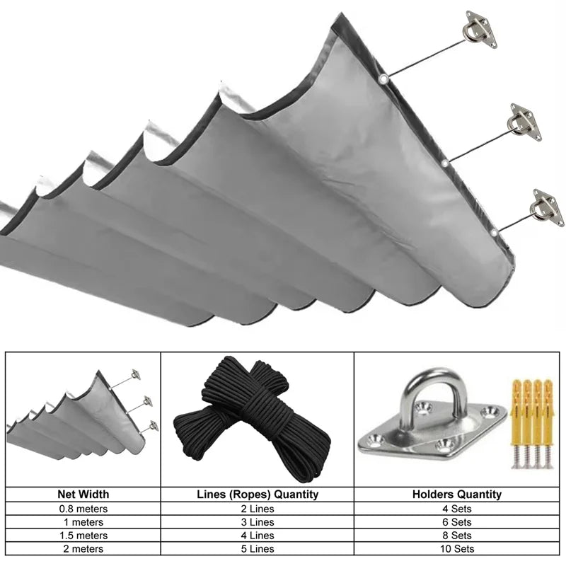 Voile d'ombrage ondulé rétractable imperméable en polyester 300D pour pergola