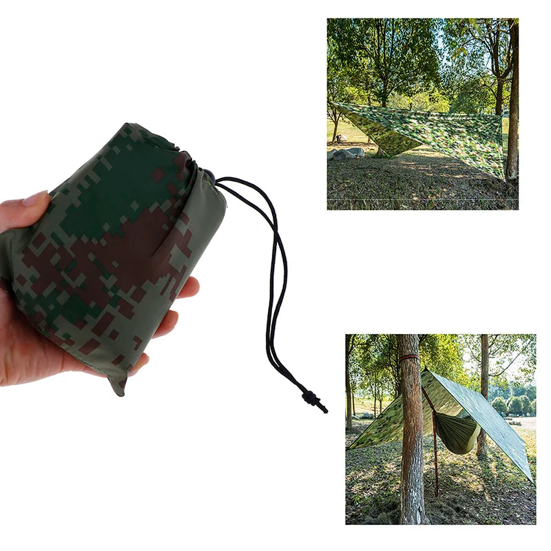 Bâche de camping ultralégère camouflage en polyester 210T, 1 x 1,45 m avec sac