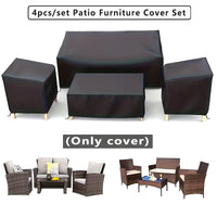 Lot de 4 housses de salon de jardin imperméables en polyester 210D, noires, avec cordon de serrage