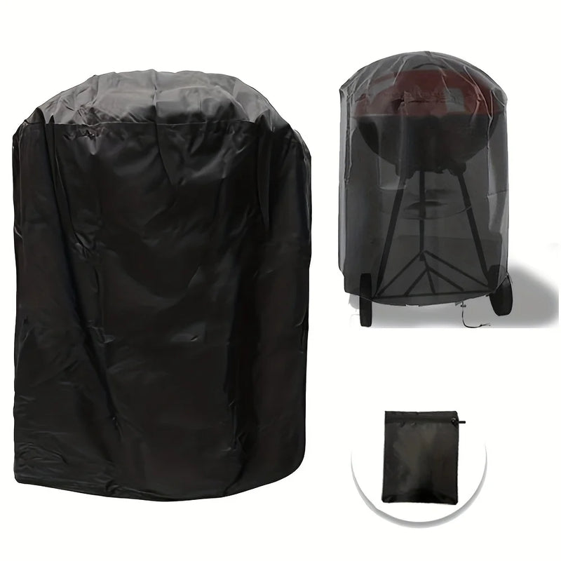 Housse de barbecue ronde universelle 58 x 77 cm, résistante au vent, noir ou argent