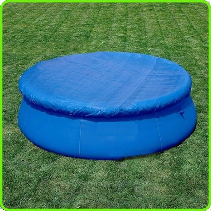 Bâche piscine hors sol ronde ou rectangulaire en PE, fixation par cordes, 7 dimensions