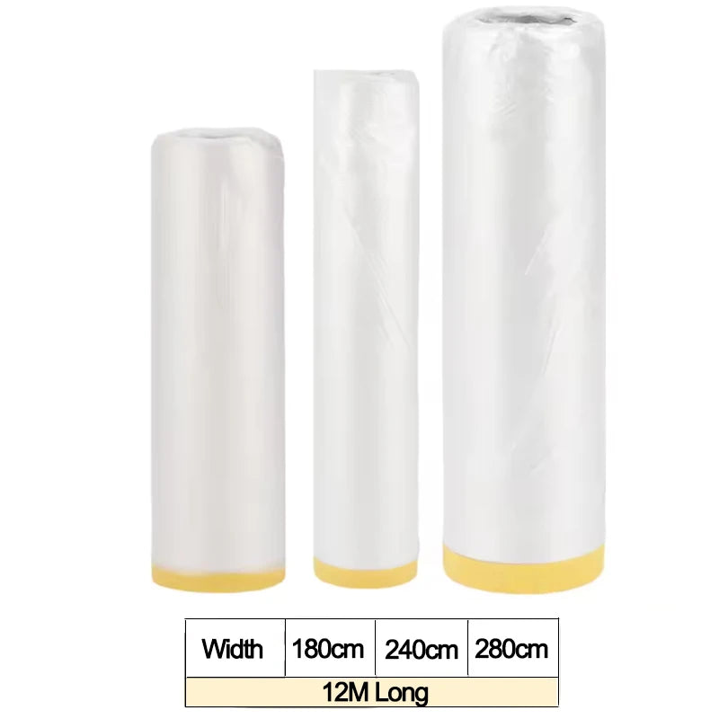 Bâche de protection peinture en film polyéthylène 12 m, largeur 1,8, 2,4 ou 2,8 m