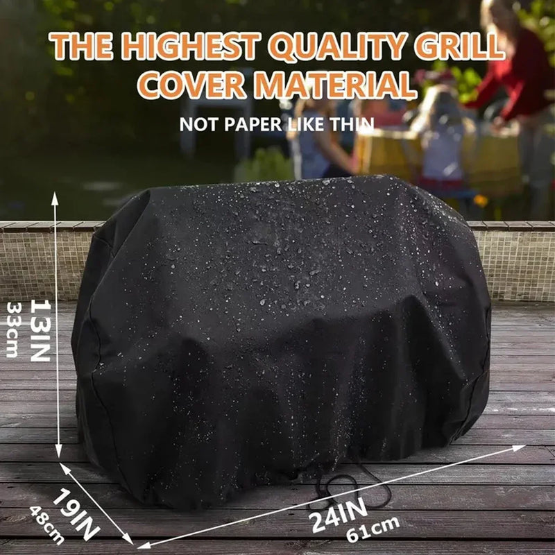 Housse de barbecue en polyester imperméable avec sangles réglables et poche de rangement, 61 x 48 x 33 cm