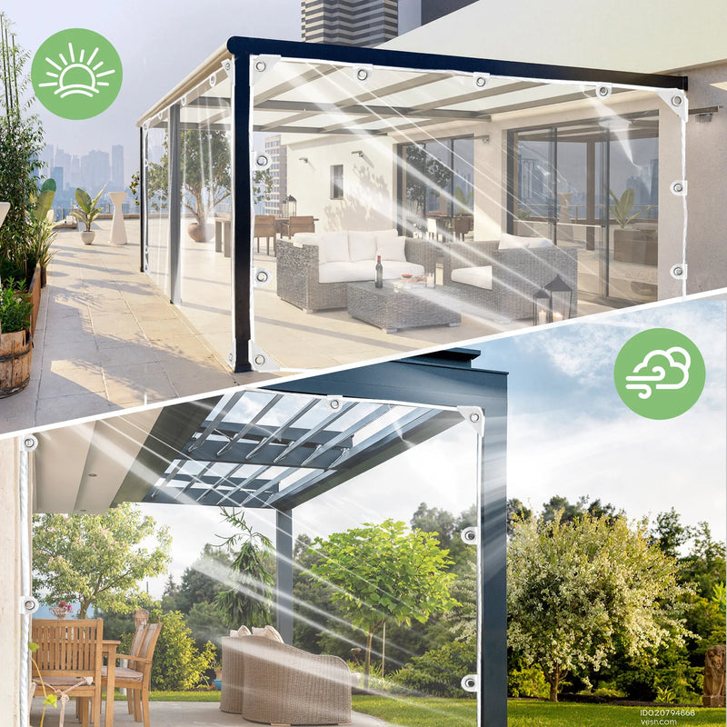 Bâche transparente PVC 420 g/m² à œillets inox et corde cousue, 8 tailles