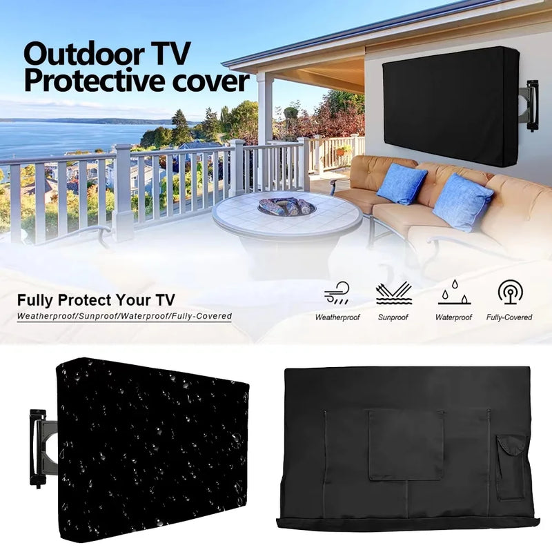 Housse TV extérieure universelle imperméable, noire, grise ou beige, de 22 à 75 pouces