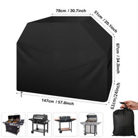 Housse barbecue Oxford enduit imperméable, 147 x 61 x 122 cm, sable, noir ou gris