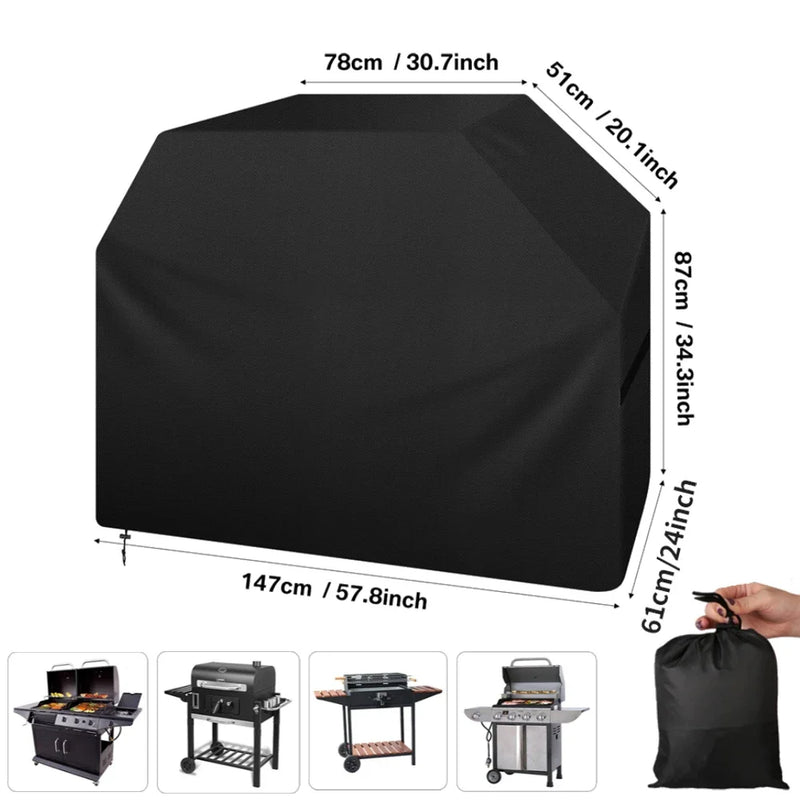 Housse barbecue Oxford enduit imperméable, 147 x 61 x 122 cm, sable, noir ou gris