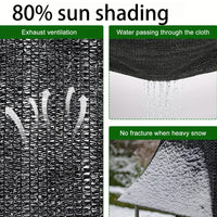 Voile d'ombrage noire anti-UV à 80 % d'ombrage, 21 tailles jusqu'à 8 x 12 m