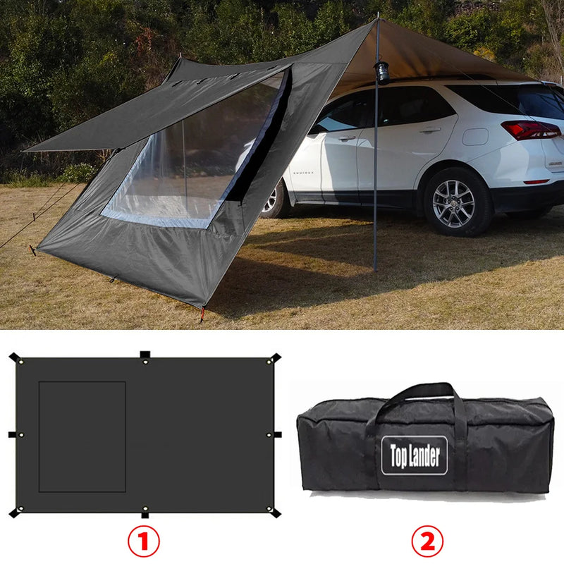 Bâche auvent de voiture avec lucarne en maille, imperméable, 4,8 x 2,8 m