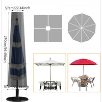 Housse parasol droit ou déporté toutes saisons, polyester, 6 hauteurs de 170 à 280 cm