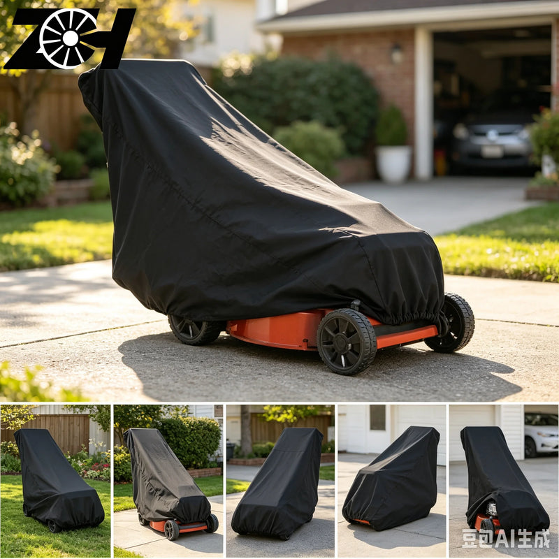 Housse tondeuse imperméable en polyéthylène noir 122 x 47 x 34 cm avec sangles