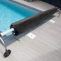 Housse enrouleur bâche solaire piscine noire, cordon de serrage, 16 à 20 pieds, 495 à 610 cm