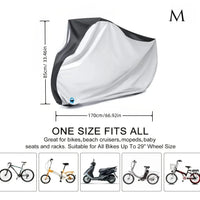 Housse vélo électrique imperméable anti-UV argent et noir, 4 tailles de 170 à 200 cm