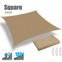 Voile d'ombrage carrée anti-UV en polyester 185 g/m², 3 tailles, avec ou sans kit de fixation