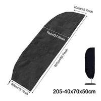 Housse de parasol droit ou déporté Oxford 210D noire, 17 tailles de 140 à 280 cm
