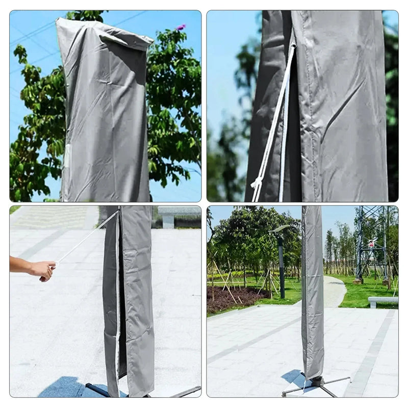 Housse parasol déporté banane ou droit, polyester Oxford 210D, 7 tailles de 170 à 280 cm