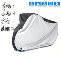 Housse vélo électrique imperméable anti-UV argent et noir, 4 tailles de 170 à 200 cm