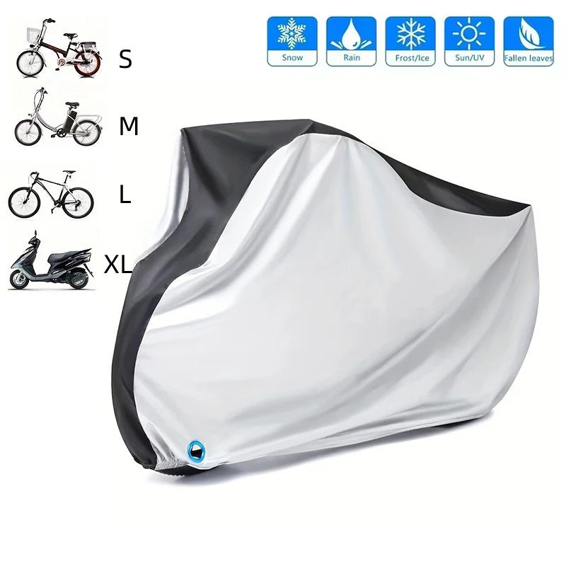 Housse vélo électrique imperméable anti-UV argent et noir, 4 tailles de 170 à 200 cm