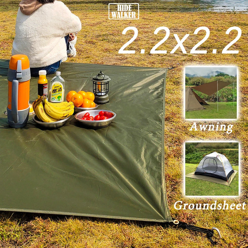 Bâche de sol et auvent de camping Oxford 210D imperméable 2,2 x 2,2 m