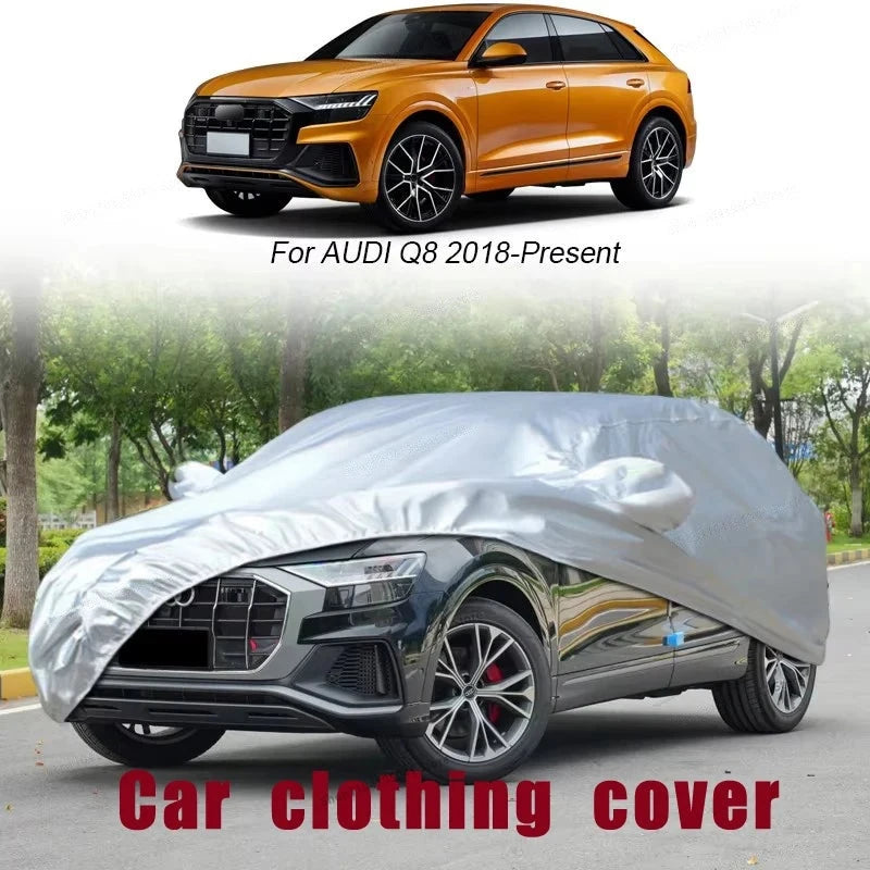 Housse voiture pour Audi Q5, Q4, Q7 et Q8 en Oxford argenté, anti-UV, 12 modèles au choix